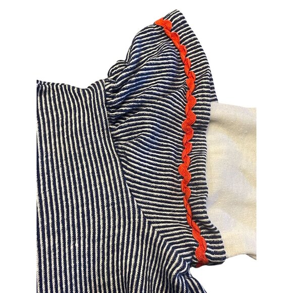 Vintage Carters 5T toddler top Scandinavian embroidery rick-rack ruffle tie back - Picture 7 of 8